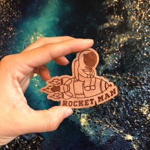 Wood Patch “rocket man” 3M backing - new